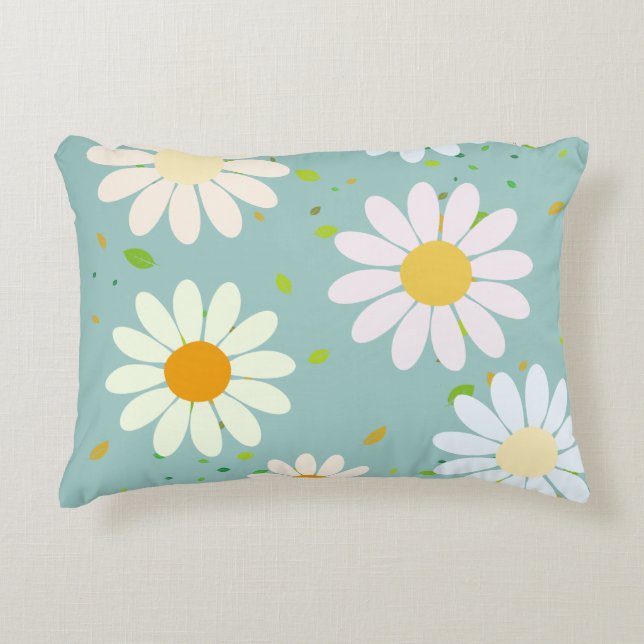 Simple Daisy Flowers Floral Pattern trendy Girly  Decorative Cushion (Front)