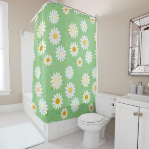 Simple Daisy Flowers Floral Pattern trendy Girly  Shower Curtain