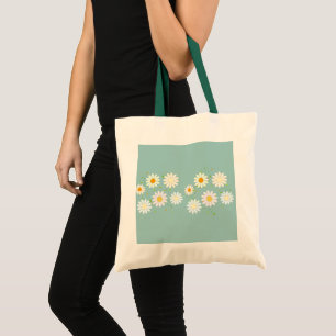 Simple Daisy Flowers Floral Pattern trendy Girly Tote Bag