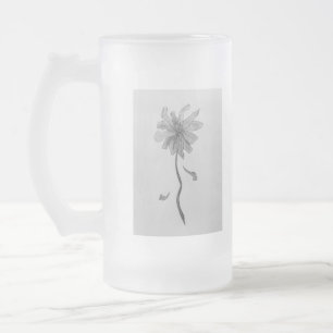 Simple Daisy Frosted Glass Beer Mug