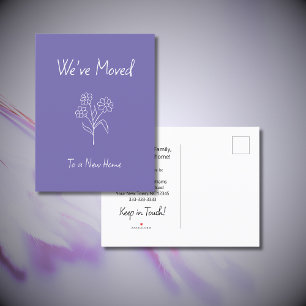 Simple Daisy We've Moved Lavender Purple Announcement Postcard