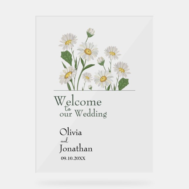 Simple Daisy Wild Garden Acrylic Sign (Front)