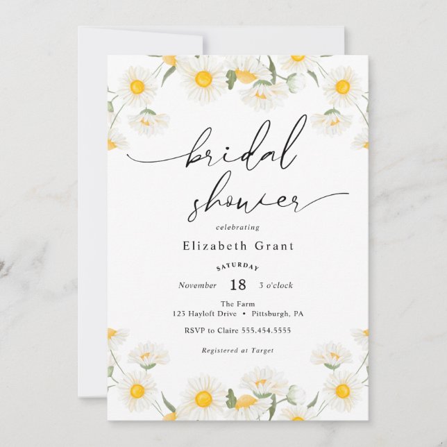 Simple Daisy Wreath Bridal Shower Invitation (Front)