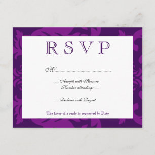 Simple Damask Aubergine RSVP Card