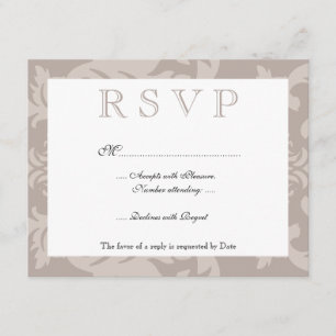 Simple Damask Taupe RSVP Card
