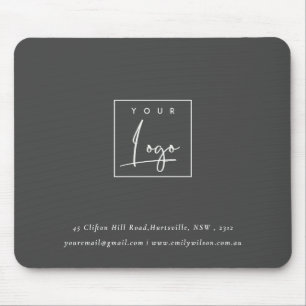Simple Dark Black Custom Promotional Business Logo Mouse Mat