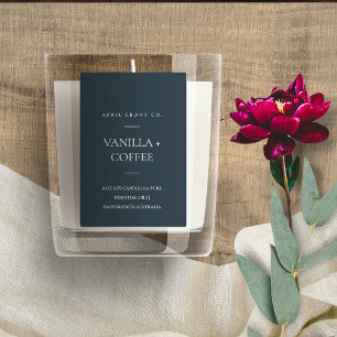 SIMPLE DARK BLUE BLACK MINIMAL MODERN CANDLE  FOOD LABEL