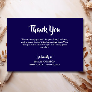 Simple Dark Blue Traditional Funeral Sympathy Thank You Card