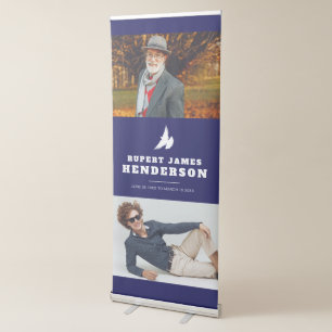Simple dark blue white dove photo template retractable banner