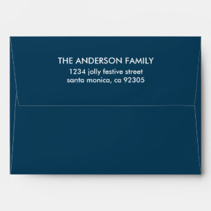 Simple Dark Blue White Flap Return Address Envelope
