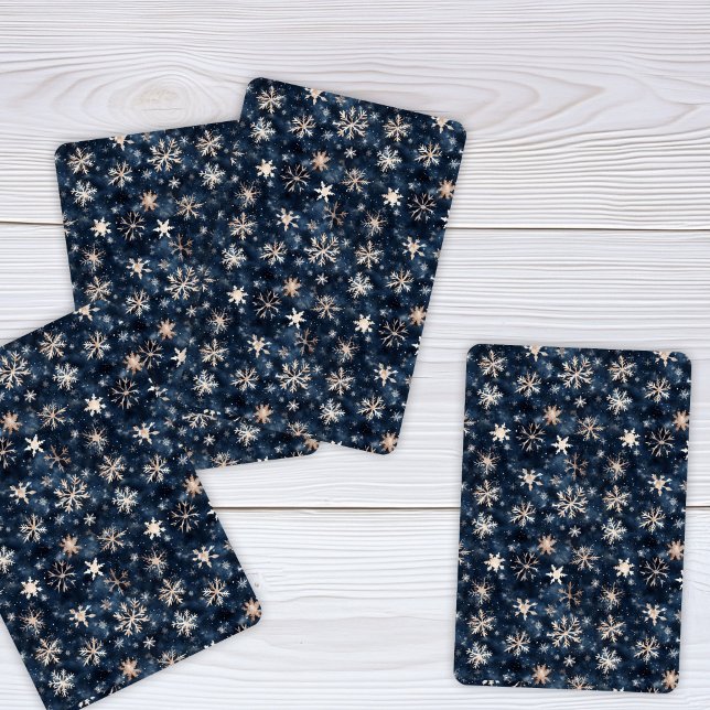 Simple Dark Blue with Snowflakes Playing Cards (Creator Uploaded)