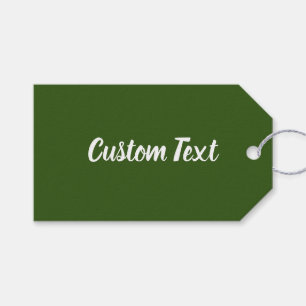 Simple Dark Green and White Script Text Template Gift Tags