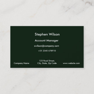 Simple Dark Green Business Cards Single Colour