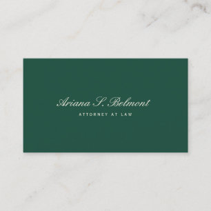 Simple Dark Green Elegant Attorney  Business Card