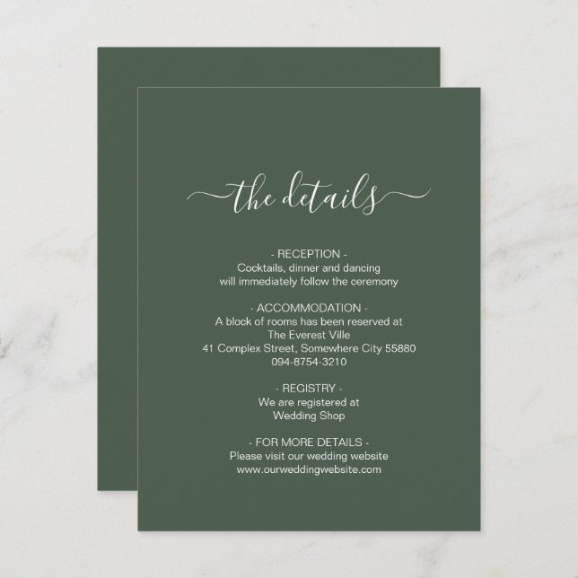 Simple Dark Green Enclosure Card (Front/Back)