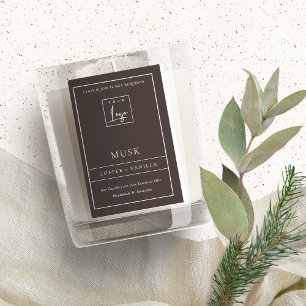 SIMPLE DARK GREY BLACK LOGO BORDER MODERN CANDLE FOOD LABEL