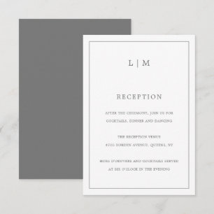 Simple Dark Grey Monogram Elegant Wedding Enclosure Card