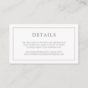 Simple Dark Grey Monogram Elegant Wedding Enclosure Card