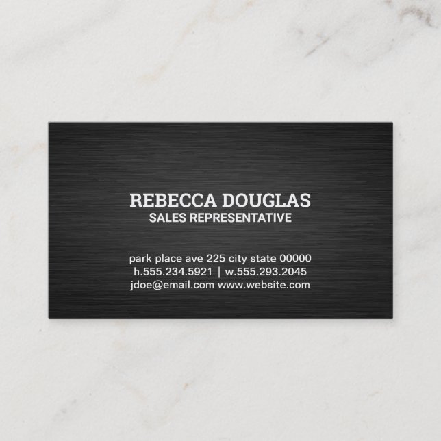 Simple Dark Metallic Texture Business Card (Front)