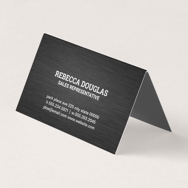 Simple Dark Metallic Texture Business Card (Front)