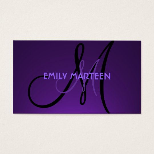 Simple dark purple custom monogram cards