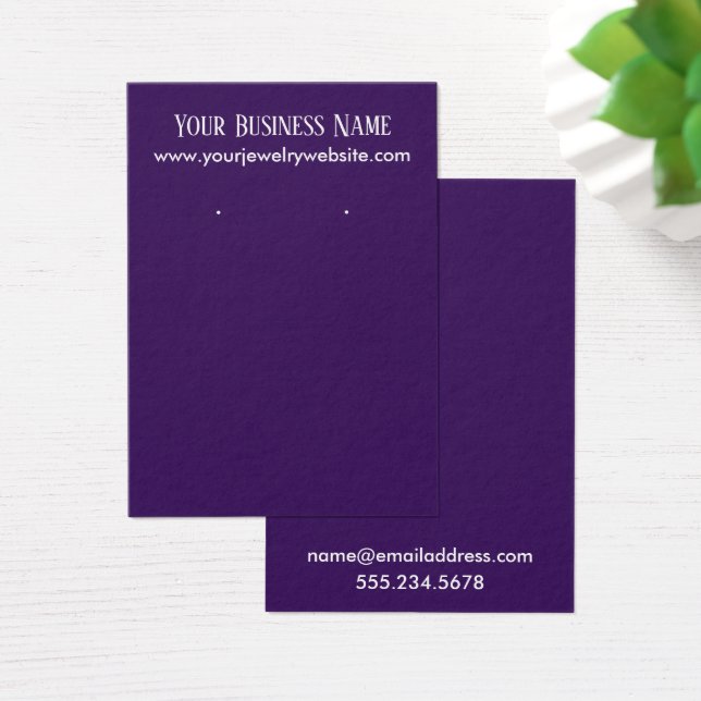 Simple Dark Purple Earring Holder Display Cards (Desk)