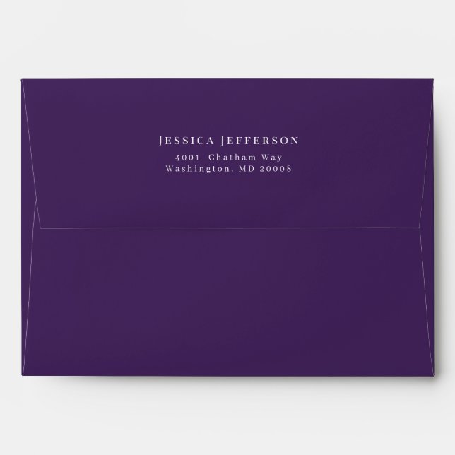 Simple Dark Purple Modern Wedding Envelope (Back (Top Flap))