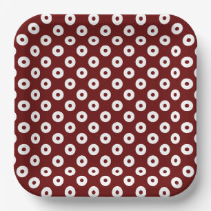 Simple Dark Red and White Polka-Dots Paper Plate