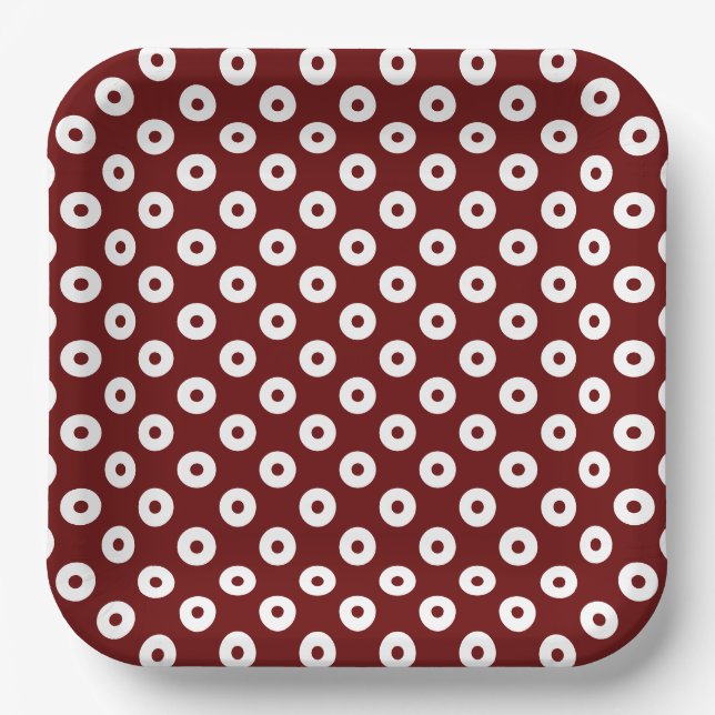 Simple Dark Red and White Polka-Dots Paper Plate (Front)