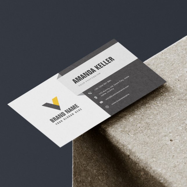 Simple Dark White  Business Card (Creator Uploaded)