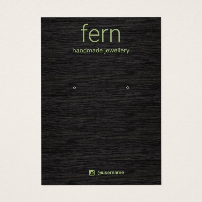 Simple Dark Wood Earring Jewelry Display Card (Front)