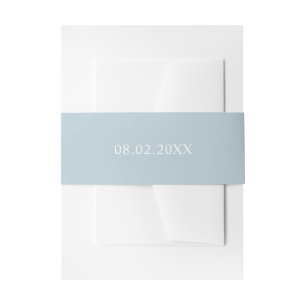 Simple date light blue invitation belly band