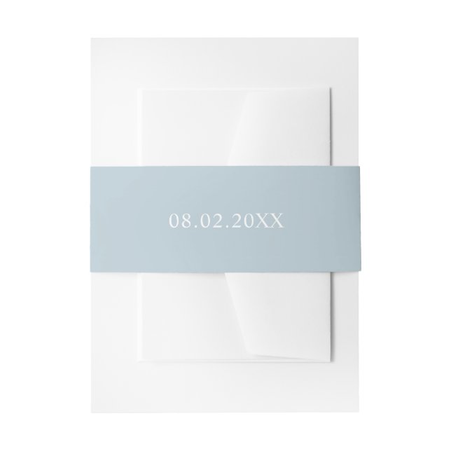 Simple date light blue invitation belly band (Front Example)