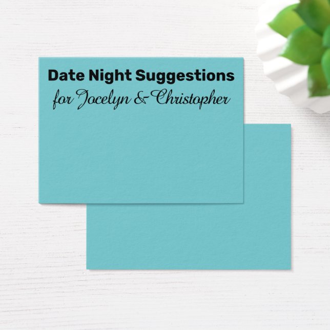 Simple Date Night Suggestions Turquoise Card (Desk)