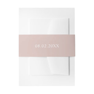 Simple date pink invitation belly band
