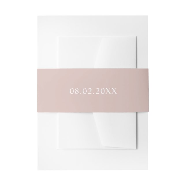 Simple date pink invitation belly band (Front Example)