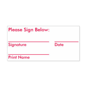 Simple Dated Signature Request Rubber Stamp