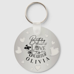 Simple Daughter Birthday Calligraphy Custom Name Key Ring