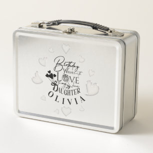 Simple Daughter Birthday Calligraphy Custom Name Metal Lunch Box