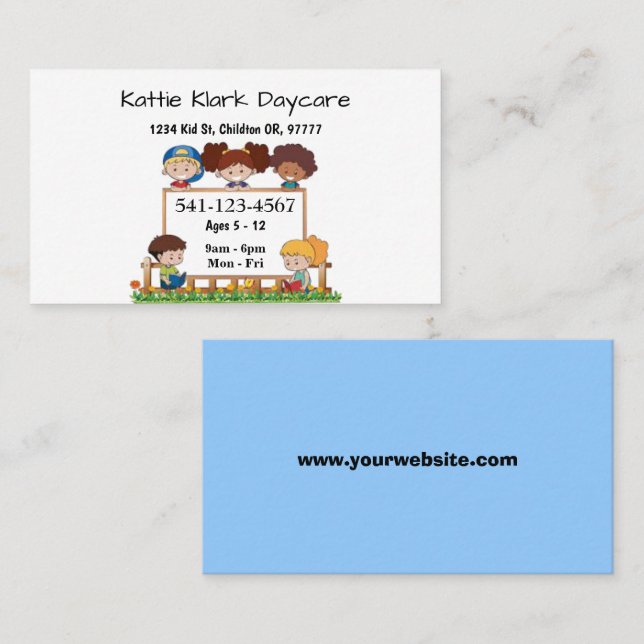 Simple Daycare Business Cards (Front/Back)
