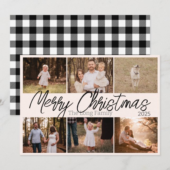 Simple Days Black Photo Family Christmas Card (Front/Back)