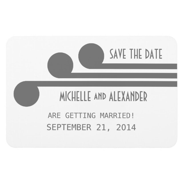 Simple Deco Chic Save the Date Magnet, Grey Magnet (Horizontal)