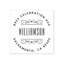 Simple Deco Family Name Round Return Address