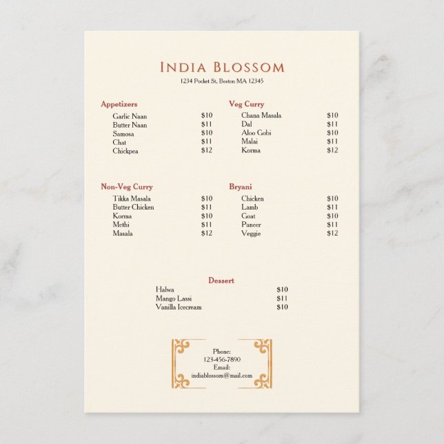 Simple Decorative Border Restaurant Menu (Front)