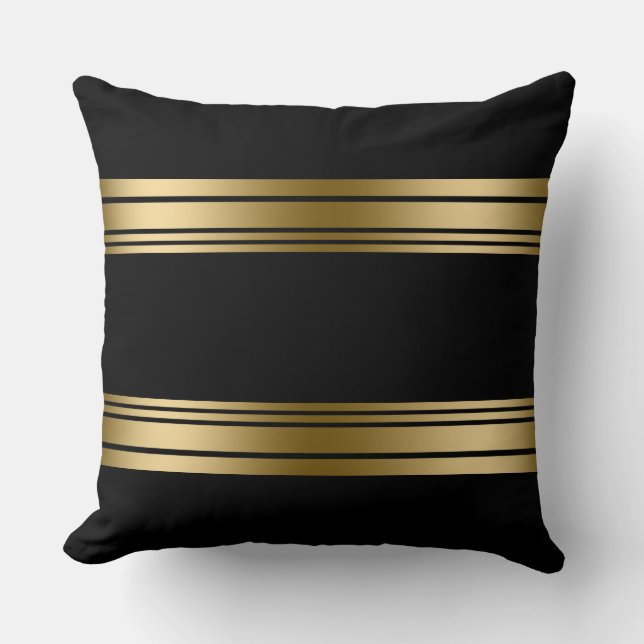 Simple Decorative Gold Stripes Design Cushion (Front)