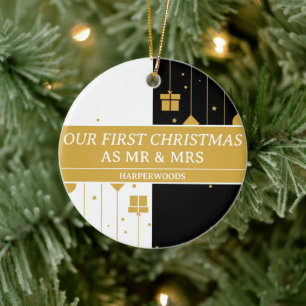 Simple Decorative Our First Christmas as Mr & Mrs Ceramic Tree Decoration