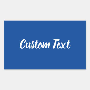 Simple Deep Blue with White Script Text Template Rectangular Sticker