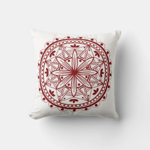 Simple Deep Red Mandala Cushion