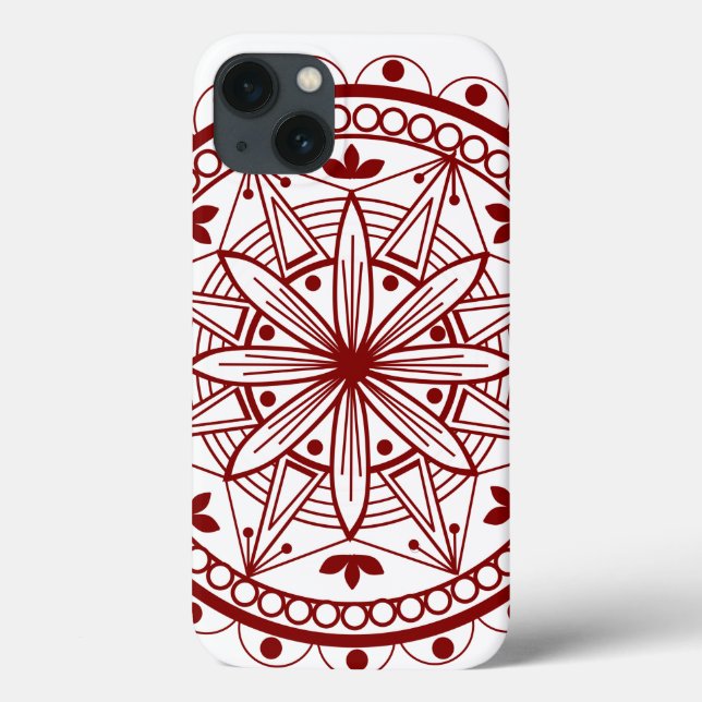 Simple Deep Red Mandalae Case-Mate iPhone Case (Back)