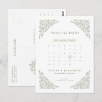 Simple Delicate Floral Calendar Save the Date